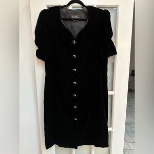 Vintage David Rose 80’s Black Velvet Stone Whimsigoth Midi Formal Dress Size 16